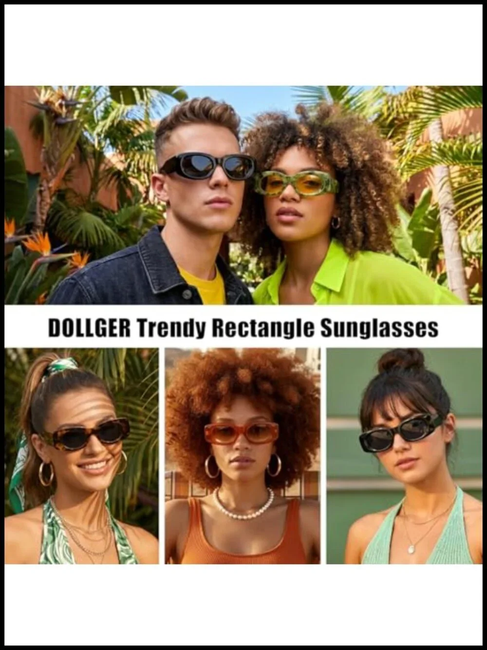 Retro Y2K Rectangle UV400 Sunglasses Square Frame Shades